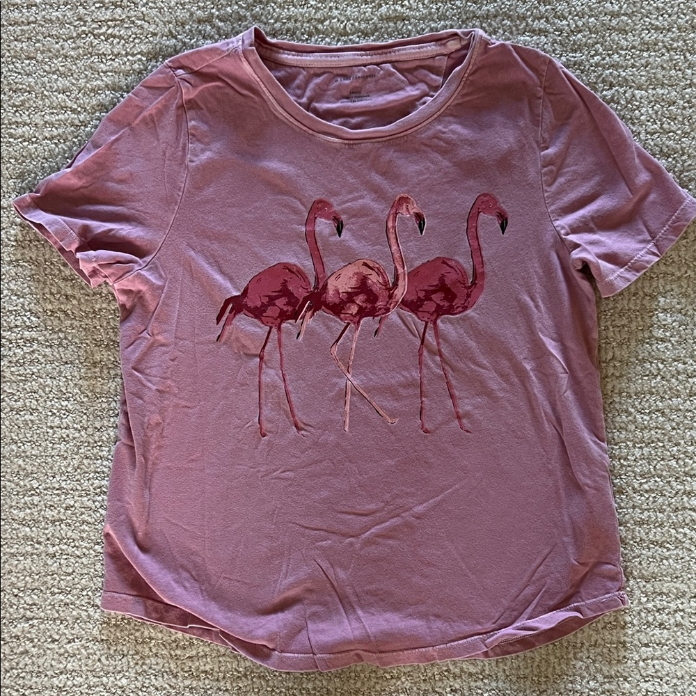 Anthropologie Pink Flamingo Graphic T-Shirt
